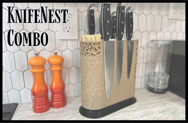 knifenest combo by applejax industries household decor knifeholder magnetic napkin holder toothpick kitchen accessories kitchengadget 3d print model - Mito3D