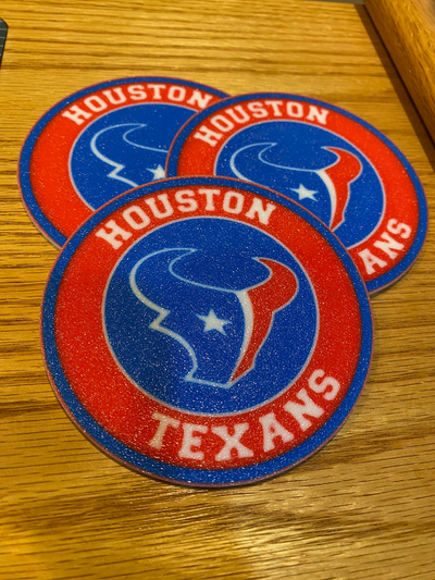 houston texanos portavasos conjunto of 4 by cybr3d pasatiempo bricolaje diy deporte aire libre pro fútbol beber cerveza soda bebida soporte 3d print model - Mito3D