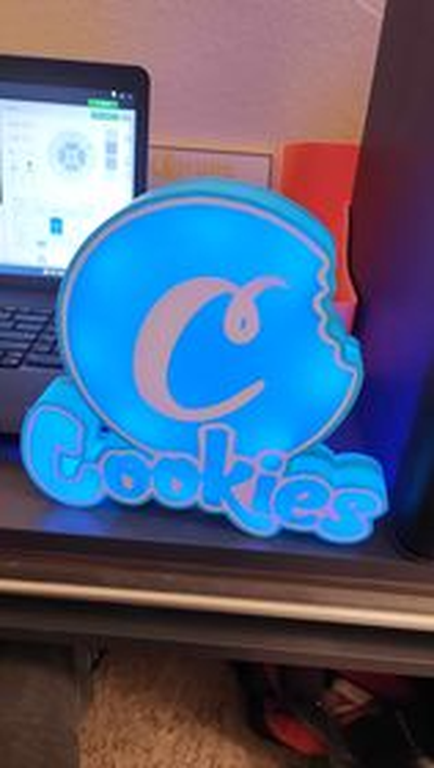 cookies light box by shaggys3d 3d printer parts marijuana weed brand logo lightbox lamp led 3d print model - Mito3D