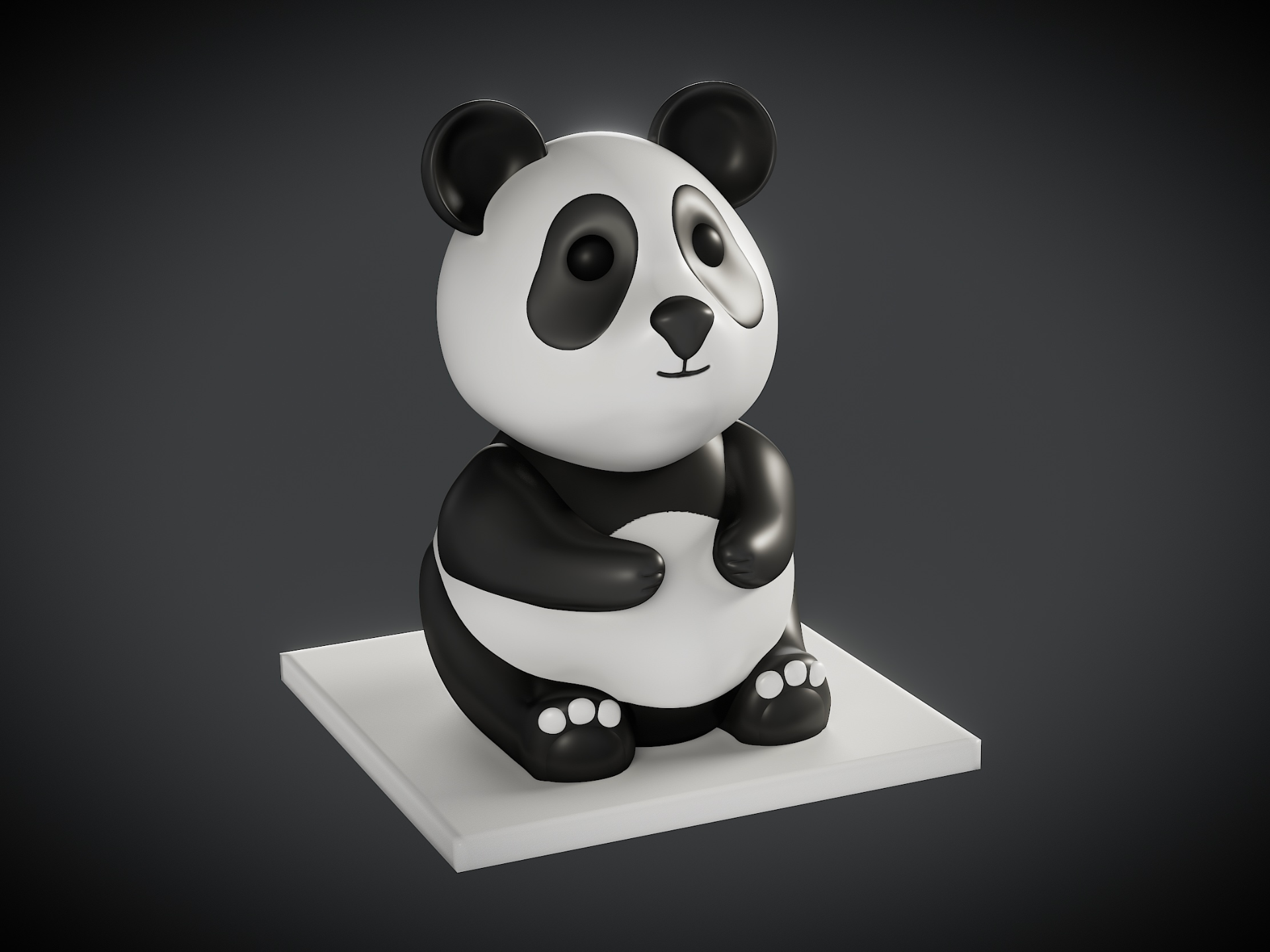 panda amanda by 3dmdesign arte sculture carina animale 3dprint desktop nero bianca cartone animato scultura occhi grandi fauna selvatica tranquillo 3D print model - Mito3D