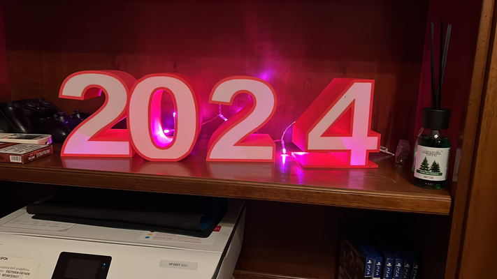 2024 by daniele del rosso kunst 2d neujahr 2024newyear newyear2024 dünnextrudieren dünn schicht ams ams2 2colors 2color art3design 3d print model - Mito3D