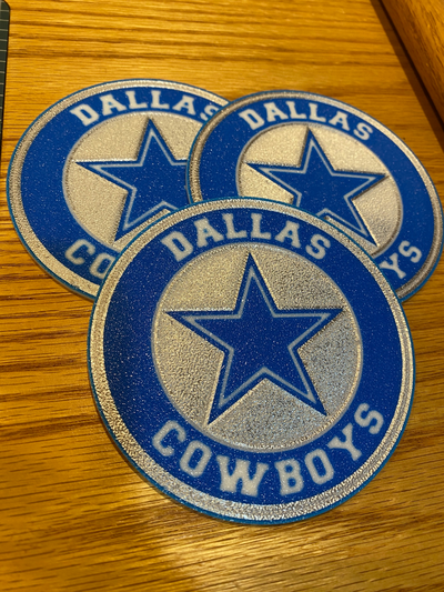 dallas cowboys coaster set of 4 by cybr3d hobby & diy sport outdoors drink pro football beer soda beverage 3d print model - Mito3D