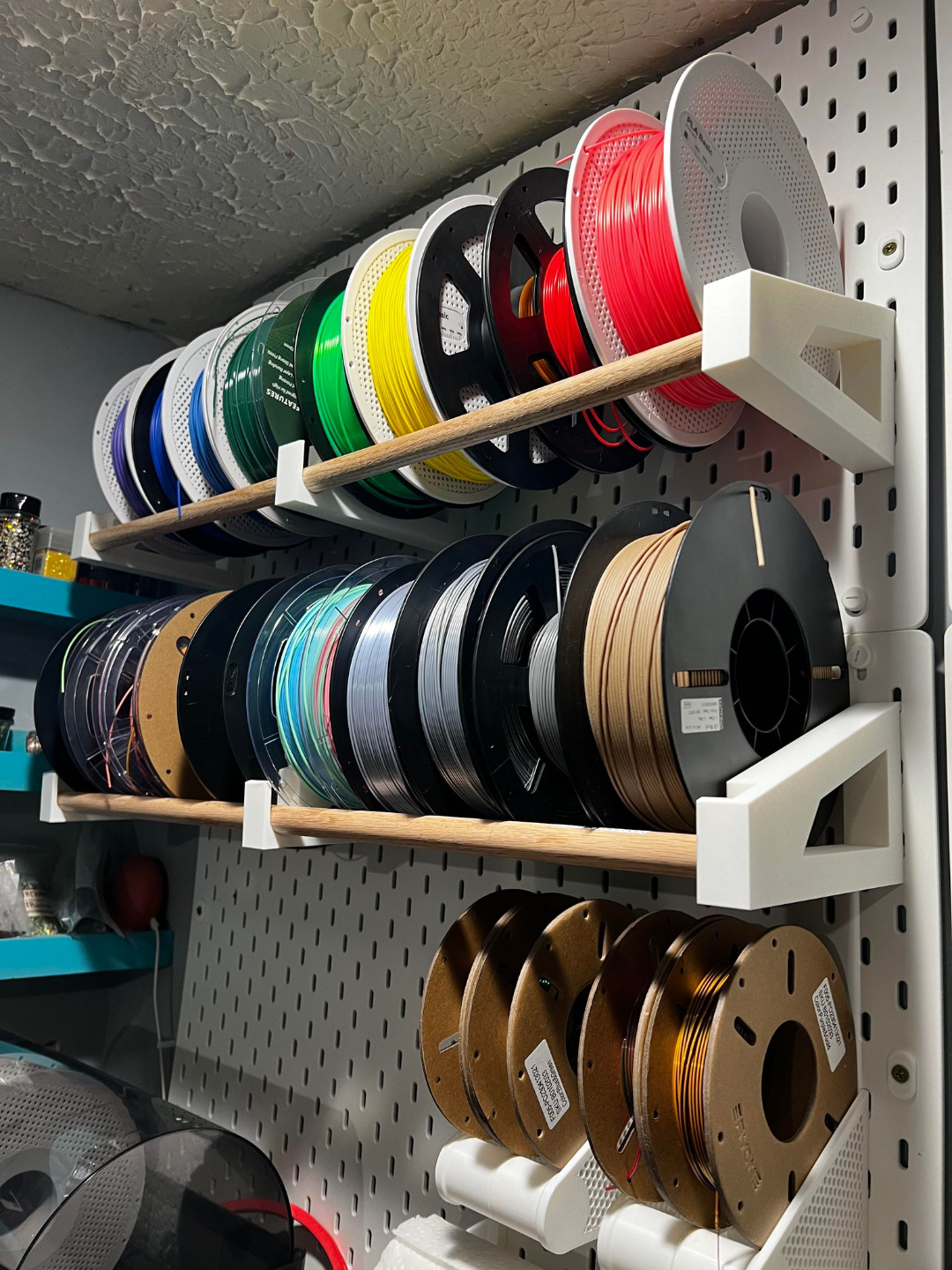 ikea skadis filament holder - middle support remixed by confident kitty 3d printer accessories pegboard display 3D print model - Mito3D