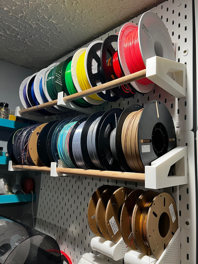 ikea skadis filament holder - middle support remixed by confident kitty 3d printer accessories pegboard display 3d print model - Mito3D