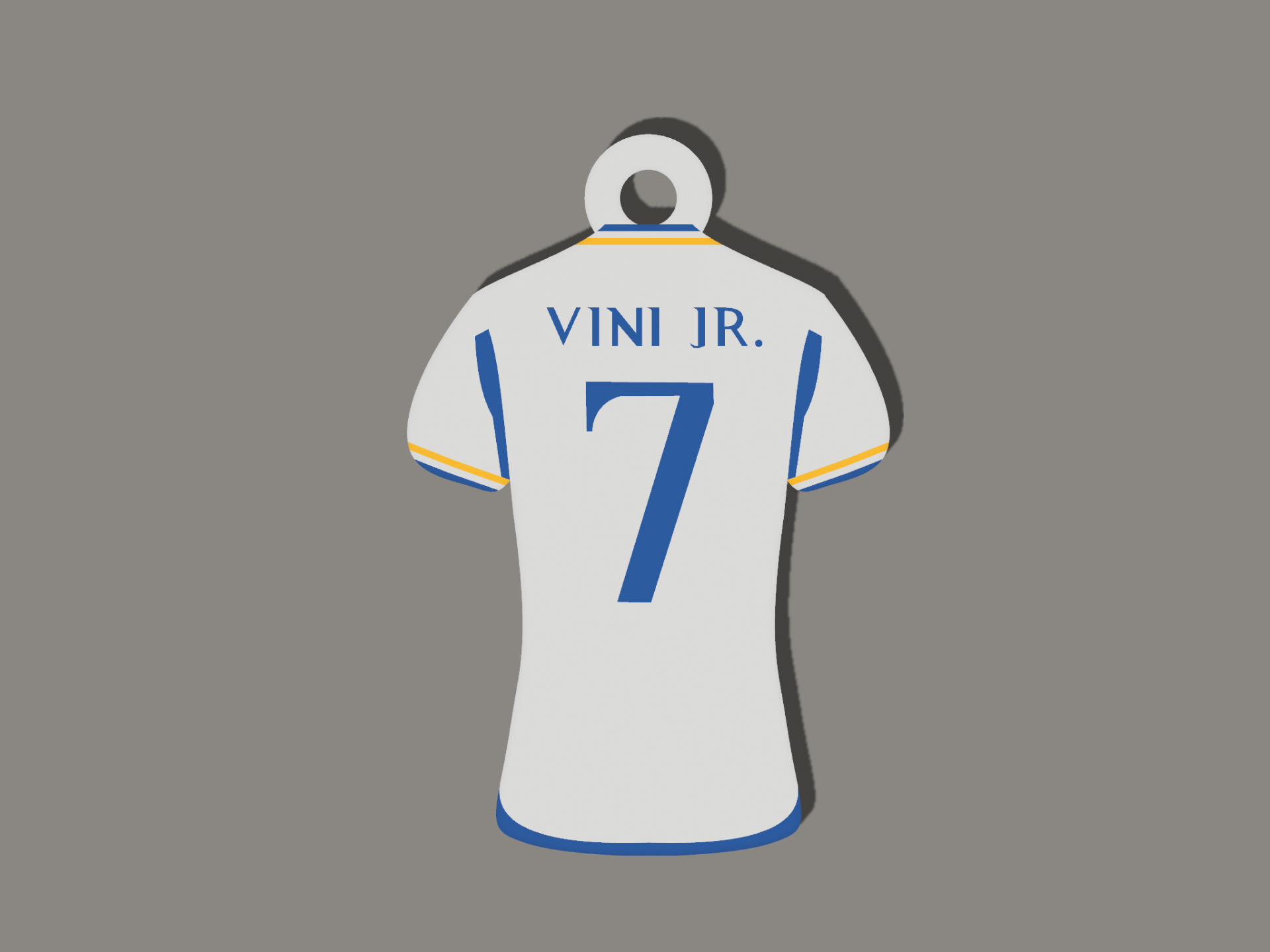 vinicius jr real madrid cf t-shirt keychain by argrafic3d tools gadgets realmadrid halamadrid santiagobernabeu tshirt football giftidea 3D print model - Mito3D