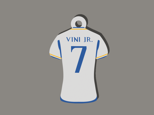 vinicius jr réel madrid cf shirt porte clés by argrafic3d outils gadgets real hala santiagobernabeu football idée cadeau 3d print model - Mito3D