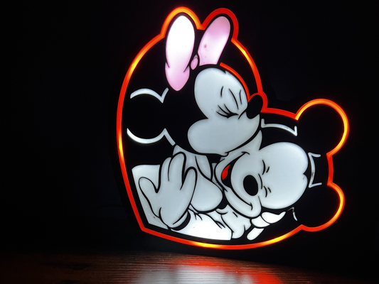 mickey minnie namorados luz caixa by marky3d arte sinais logotipos disney rato amar beijo 3d print model - Mito3D