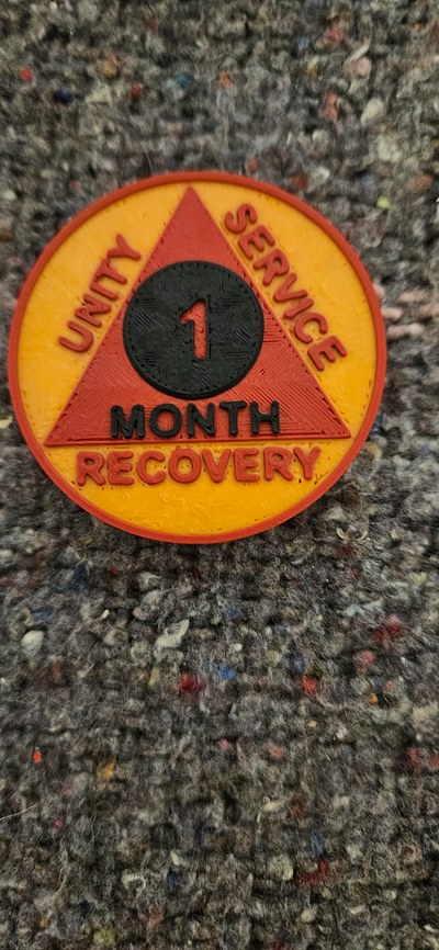 1 month sobriety chip by op4dave art coin & badges 1month aa 3d print model - Mito3D