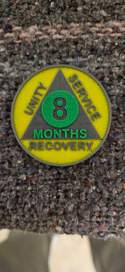 8 month sobriety chip by op4dave art coin & badges aa 8months 3d print model - Mito3D