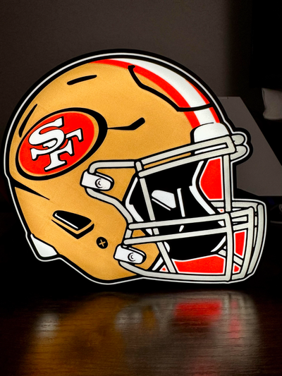 49ers capacete caixa luz by nerd gênio coletivo arte sinais logotipos 49 ers futebol esportes bola pé conduziu presente sf califórnia francisco san francisco luminária mascarar esporte equipe times super tigela superbowl toque pague jogos decisivos 3d print model - Mito3D