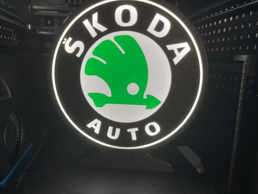 skoda logo lampada ams by zitavaclav domestico arredamento led guidato auto macchina usb 3d print model - Mito3D