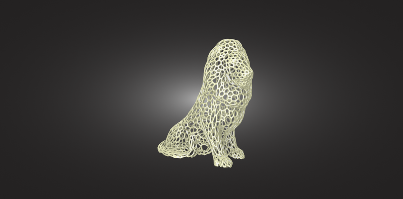 voronoi löwe by wikipedia miniaturen tiere 3dprinting tier skulptur tierwelt geometrisch natur kunst dekor raubtier katzenartig katze muster stil zellular struktur gittergewebe topologie 3d print model - Mito3D