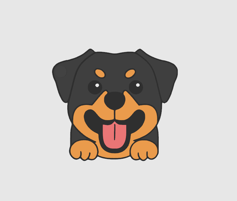 şirin rottweiler anahtarlık by dub1ns sanat 2d hayvan köpek 3d print model - Mito3D