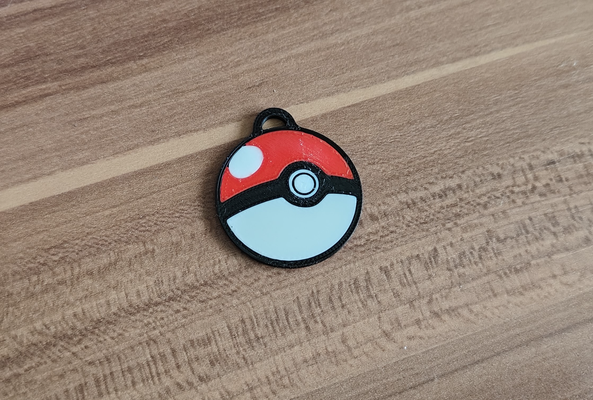 pokemon pokeball keychain by mholicky art coin & badges poke ball pokeman pokemonball ams mmu mmu2 multicolor bambu bambulab lab 3 color pokemongo 3d print model - Mito3D