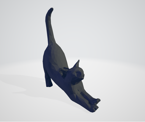 cat stretch - poly ring holder remixed by frantasadra art sculptures lowpoly animal 3d print model - Mito3D