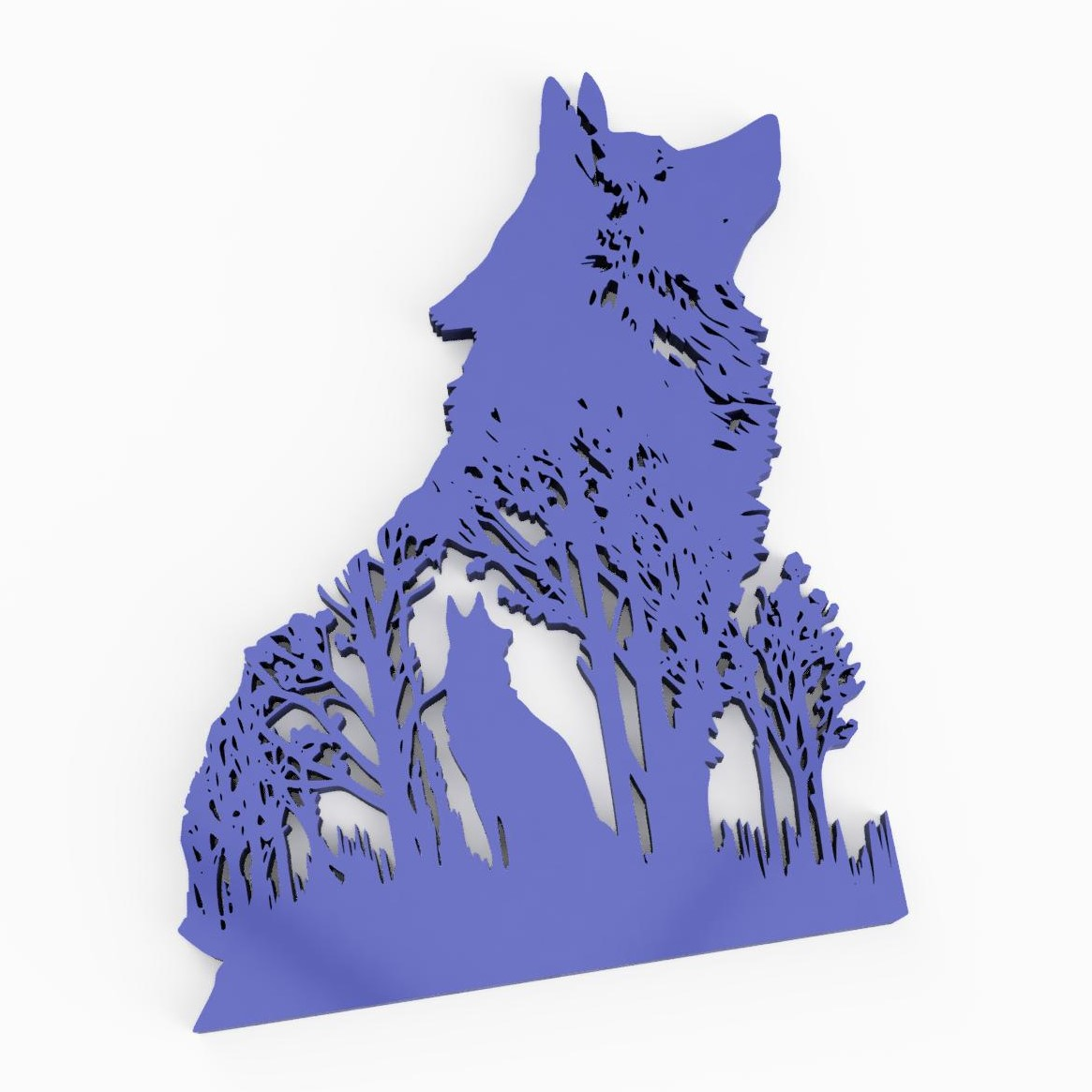 lobo 2d arte by gabber animal cão parede decoração projeto impressão bosques madeira bravo artístico realista multicolorido 3D print model - Mito3D