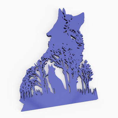 lobo 2d arte by gabberpower animal perro pared decoración diseño impresión bosque madera enojado artístico realista multicolor 3d print model - Mito3D