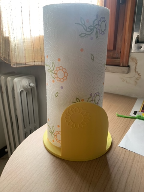 küche rollen halter unterstützung porta papier sonnenblume by vittorio iadarol haushalt dekor küchenrollenhalter papierhandtuch handtuch zubehör papertowelrollholder stand 3D print model - Mito3D