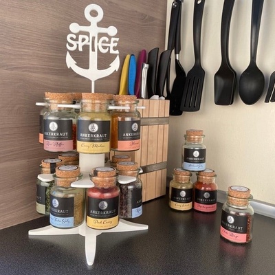 gew rzregal rondel f r ankerkraut-gl ser spice rack ankerkraut jars by allpa 112 household house models gewrz gewrze gewrzglser gewrzregal gewrzrondel hamburg kitchen kche regal spicesorganizer spicerack 3d print model - Mito3D