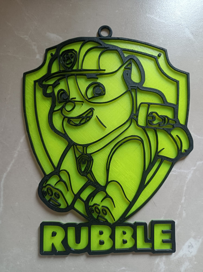 paw patrol rubble badge by radekrusty art coin & badges logo 3d print model - Mito3D