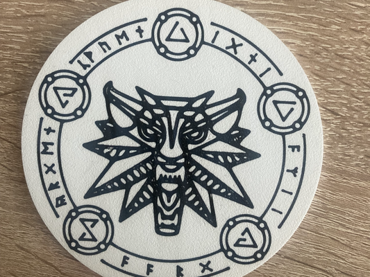 witcher - runes coaster by jakubhroch art signs & logos 3d print model - Mito3D