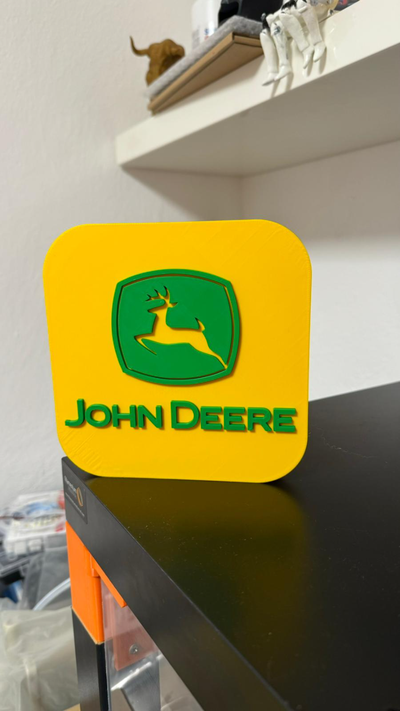 juan deere logo by gato arte señales logos estante soporte trofeo tractor agricultura 3d print model - Mito3D