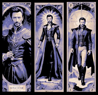 major arcane tarot card emperor - fan art of hugh jackman set 3 bookmarks -4th in series by mclanesmemories 2d book bookmark marker mark hueforge 3d print model - Mito3D