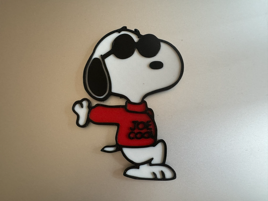 joe cool snoopy remixed by kelzan art signs & logos peanuts charlie brown comic magnet animation 3d print model - Mito3D