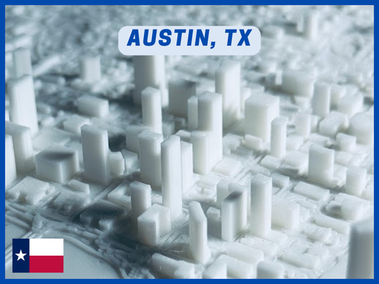 austin tx küçük 3d kent by 3dfolio minyatürler atx acl teksas garip mini harita minyatür gölgeli koru stl indir kentsel alan topo topograf topografik 3d print model - Mito3D