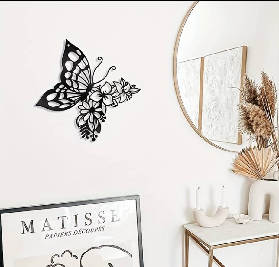 pared arte mariposa flores by cubierta 2d decoración flor 3D print model - Mito3D