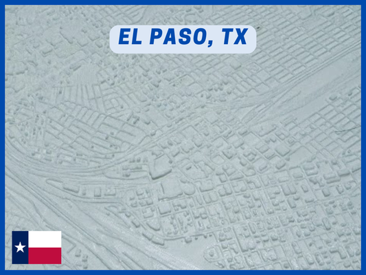 el paso tx - tiny 3d city by 3dfolio miniatures texas mexico tejas mini scale town roads buildings downtown main road area border minature minimal minamilistic 3d print model - Mito3D