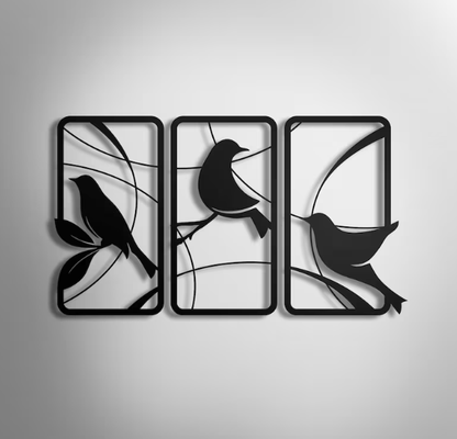 wall art birds in 3 parts by palumbus 2d decor frame 3d print model - Mito3D