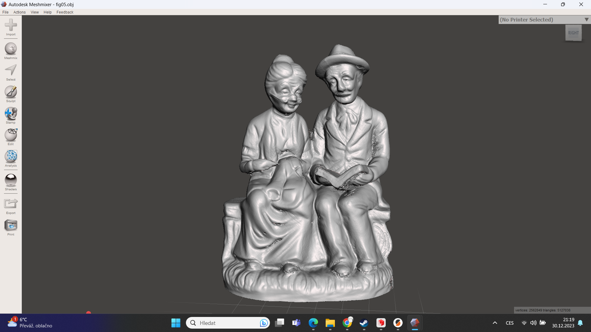 antique figure - an old couple on a bench by nikolavlasak art sculptures figurine figurines porcelain couplelove reading 3D print model - Mito3D