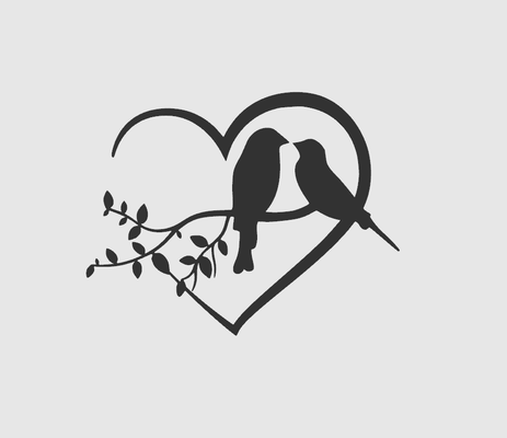 wall art birds in a heart by palumbus 2d decor 3d print model - Mito3D