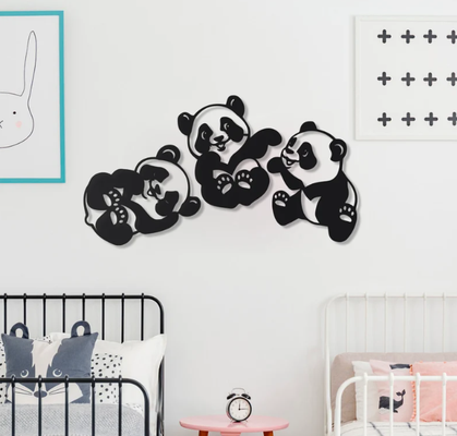 wall art 3 cute pandas by palumbus 2d decor panda 3d print model - Mito3D