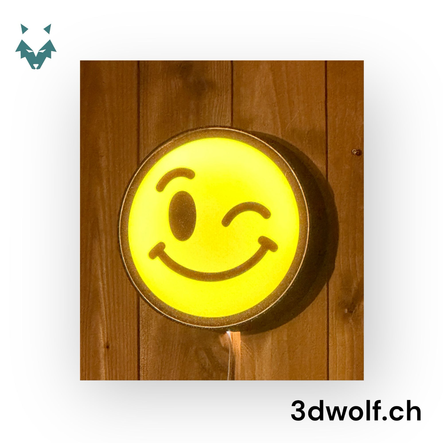 smiley led lampe by 3dwolf art panneaux logos alpage visage souriant 3D print model - Mito3D