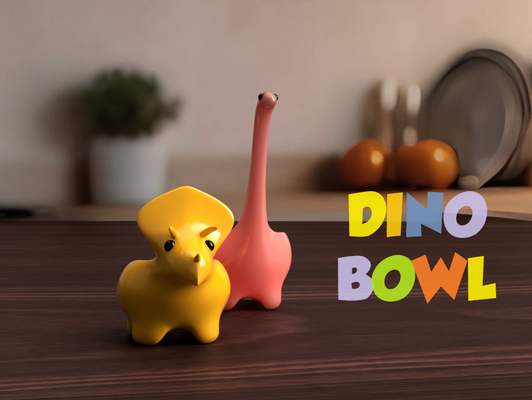 mignonne dinosaure bol by printinplace ménage décor brontosaure tricératops cuisine accessoires 2024 maison accessoire 3d print model - Mito3D