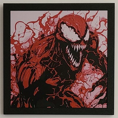 carnage - filament painting by bedlam threadz art 2d spiderman venom marvel mcu hueforge filamentpainting 3d print model - Mito3D