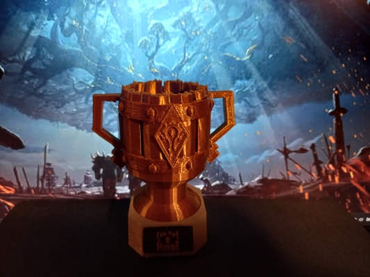 trophy horde by 3d-wex household decor cup league warcraft trophycup medal worldofwarcraft orc medallion forthehorde 3d print model - Mito3D