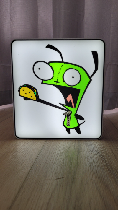 gir taco conduziu luz caixa ams pronto by impressões nostálgicas arte 2d invasor zim nickelodeon bambu laboratório 3d print model - Mito3D