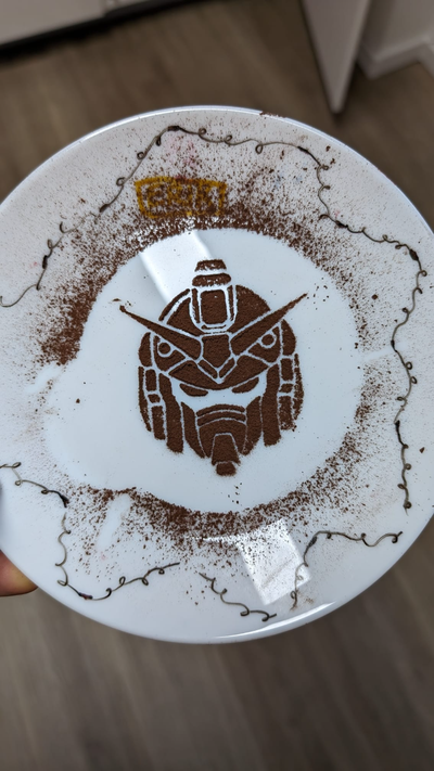 gundam style café pochoir by wf3dprinting ménage maison modèles art robot lait 3d print model - Mito3D