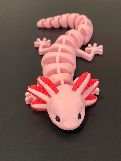 articulated axolotl v1 print in place ams or single color original upload remixed by maker1o1 miniatures animals animal cute flexy flexi flexible printinplace toy multimaterial minecraft 3d print model - Mito3D