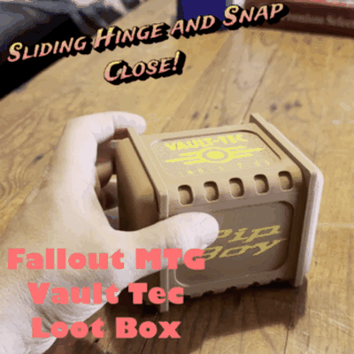 sliding hinge snap close fallout vault tec loot box - fits magic gathering cards by faran3d household decor fallout76 fallout4 vaulttec storage magicthegathering dice dicebox mtg mtgdeck deck pipboy 3d print model - Mito3D