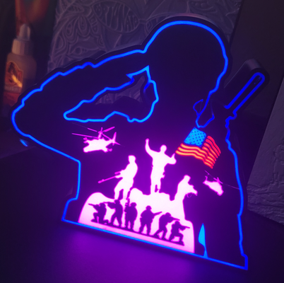 soldier salute silhouette lightbox by cruizincris2006 art signs & logos silhoutte usa america army navy air force marine coast guard tyfys 3d print model - Mito3D