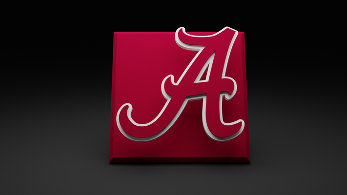 ncaa universidade of alabama carmesim maré flutuando logotipo placa by hangardesigns arte sinais logotipos elefante futebol beisebol basquetebol esportes faculdade multicolorido 3d print model - Mito3D