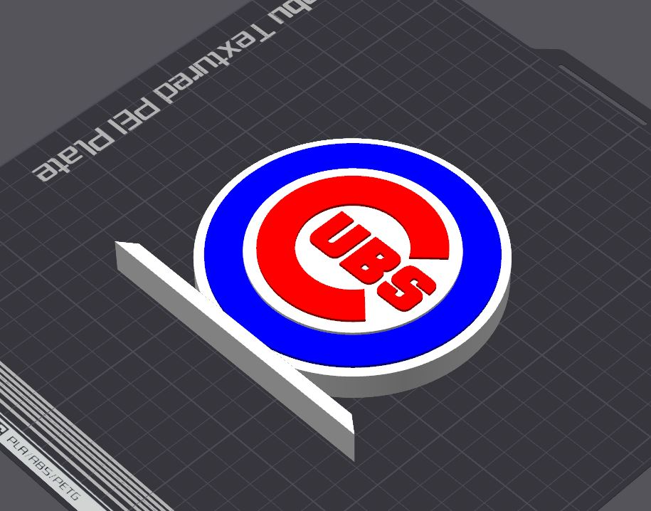 chicago cubs logo table stand by 5kyrunn3r art signs & logos sign mlb major league baseball central division america usa sports ams ready wrigley field 3D print model - Mito3D