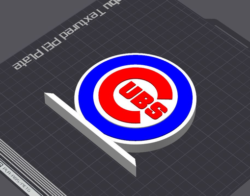 chicago cubs logo table stand by 5kyrunn3r art signs & logos sign mlb major league baseball central division america usa sports ams ready wrigley field 3d print model - Mito3D