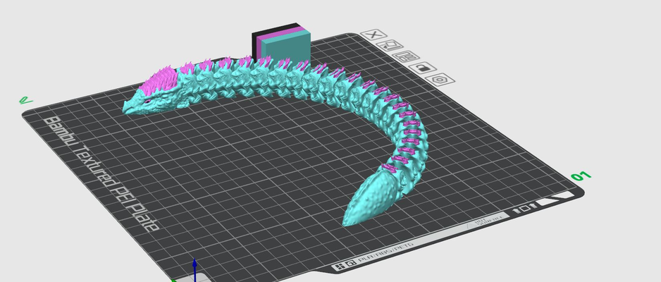 sea dragon by davidkelly021 toys & games serpent snake monster print in place flexi flexy fidget 3d print model - Mito3D