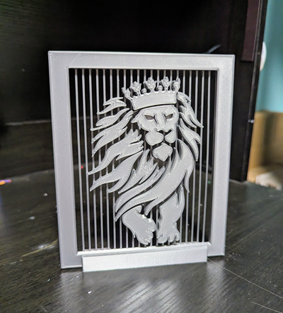 caged lion string art - no bridging by scattered collectables 2d king crown wall portrait animal unique tiger 3d print model - Mito3D