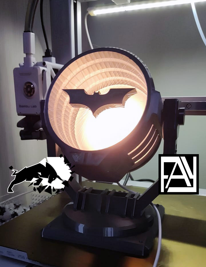 suspended batsignal led kit 001 by fay3dlab miniatures batman batmanlogo lamp bat signal dark knight bruce wayne enterprises ledlamp kit-001 3D print model - Mito3D